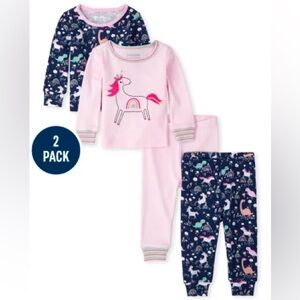 2 Pajama Sets Unicorn Girl PJ Size 3-6m Baby Girl PJ Bundlee 6 Month